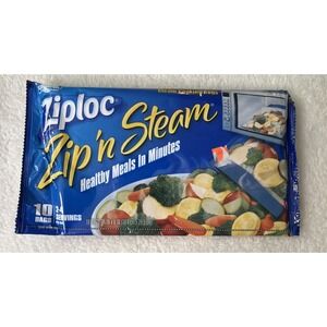 Ziploc Zip'n Steam Microwave Cooking Bags 10 Ct 7.25x8 NOS Discontinued Sealed